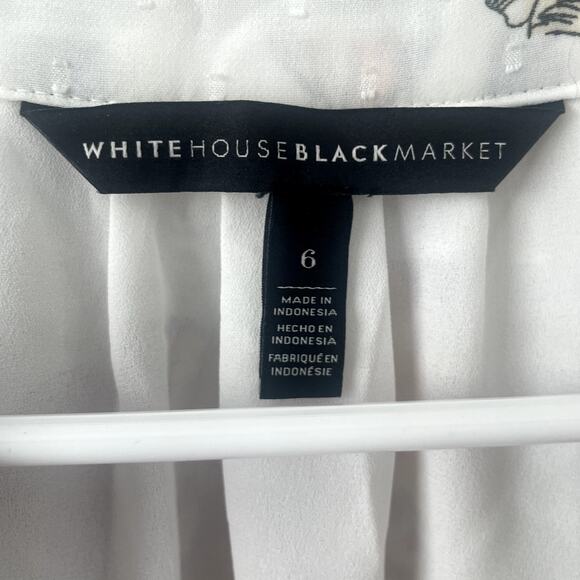 White House Black Market V-Neck Button Down 3/4 Sleeve Blouse Sz 6 - Picture 5 of 6